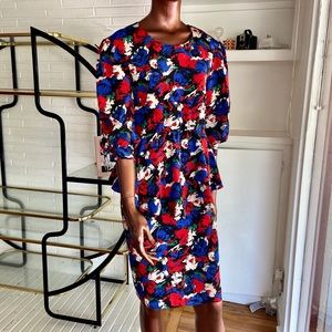 80s Vintage Peplum Floral Dress